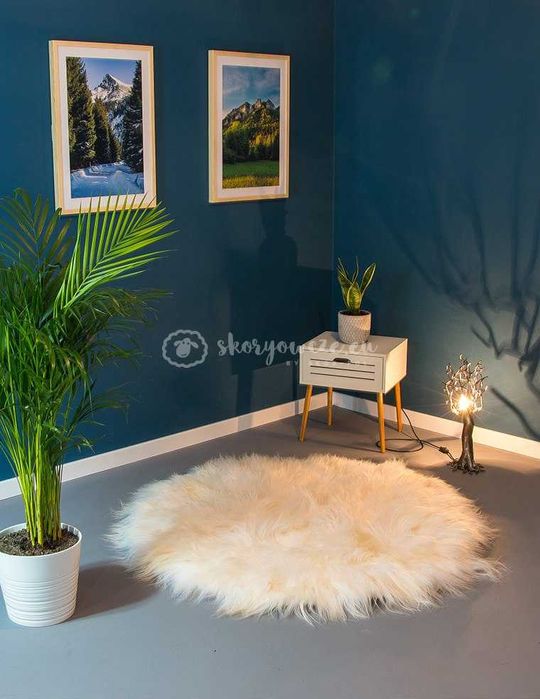 Skóra owcza okrągła biała