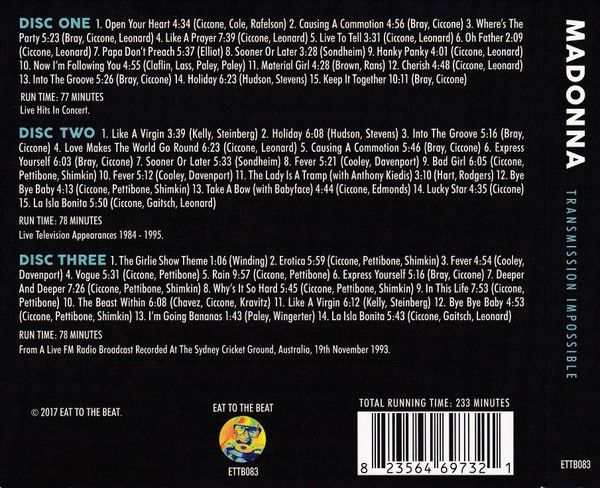 MADONNA -Transmission Impossible (Live 1980s-1990s) 3CD [EU]