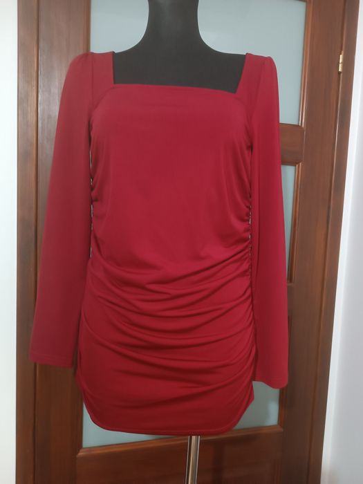 Bordowa sukienka tunika SHEIN używana rozmiar 38