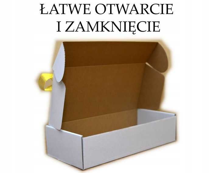 ELEGANCKIE BIAŁE pudełka na oczepiny dla PANA MŁODEGO na muchę, krawat