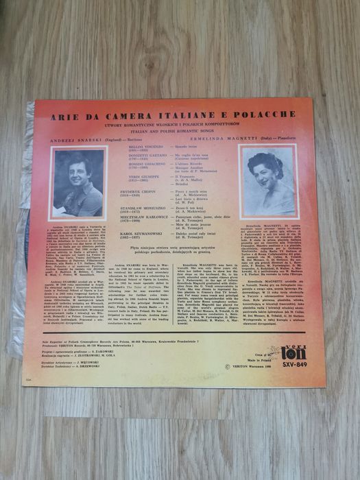 Winyl Arie da camera