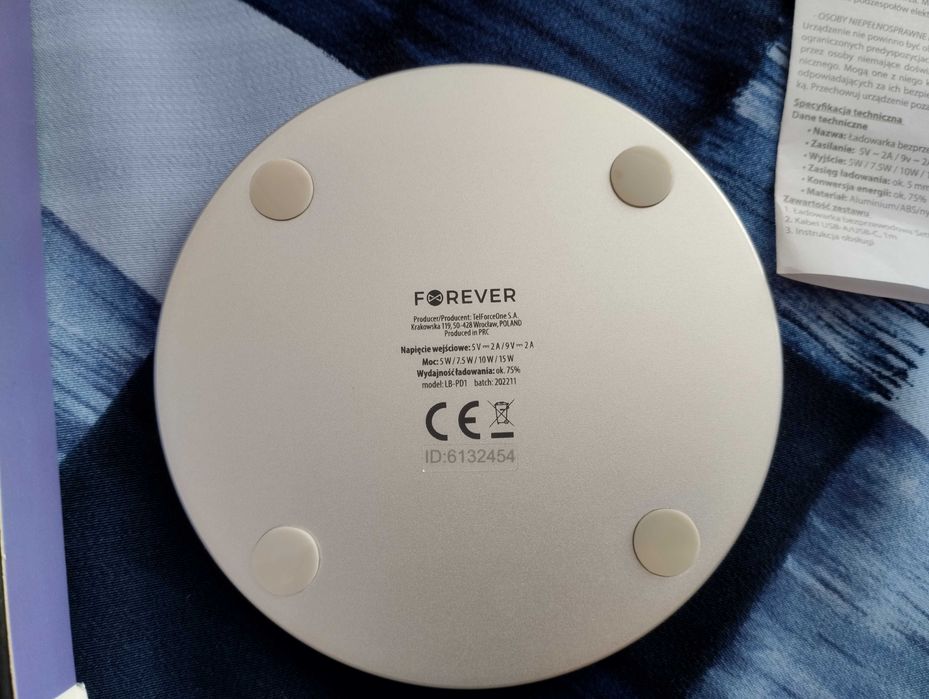 Nowa Ładowarka bezprzewodowa High Power Forever LB-PD1 15W  usb-c Nowa