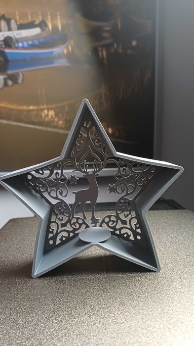 Estrela de Natal – Porta-Vela 3D “Reindeer” – Decoração Natalícia