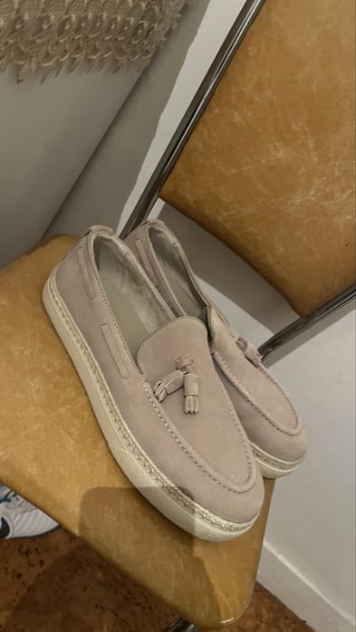 Zara Mocassins em Camurça – Tamanho 41 – Bege