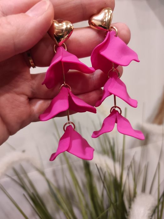 Kolczyki wiszące różowe