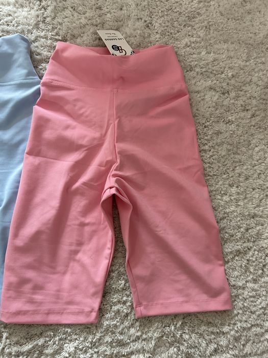 Kolarki krótkie legginsy szorty sportowe push up różowe wysoki stan damskie 36 S Nowe