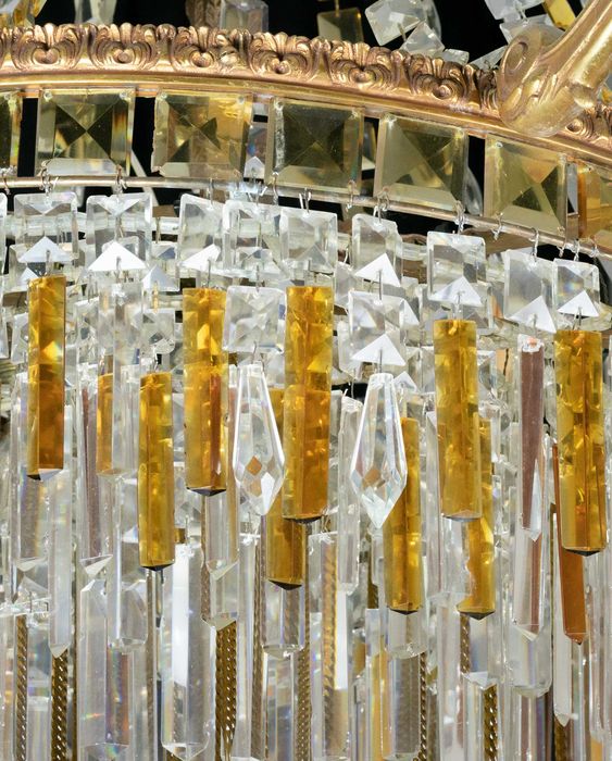 Lustre cristal bronze Art Deco Baccarat | século XIX