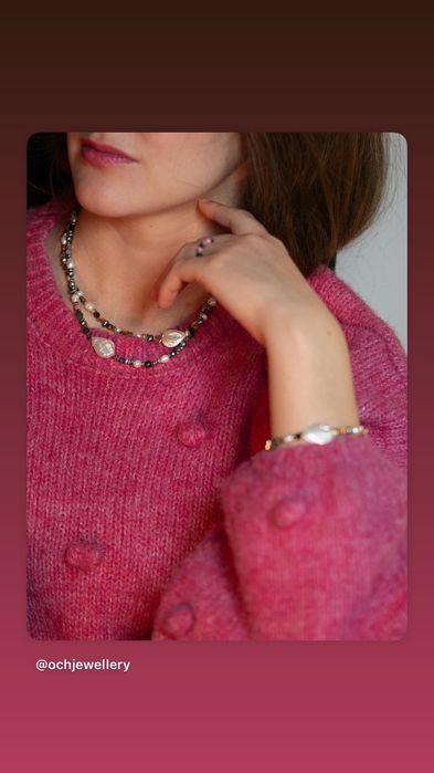 Naszyjnik z kamieni naturalnych i pereł  ręcznie robiony nowy