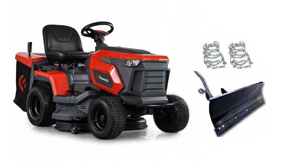 Odśnieżarka traktor ogrodowy traktorek kosiarka Faworyt TRT102H586V2 TR102HV 2 cylindry 102cm z mulczowaniem pługiem spychem do odgarniania śniegu
