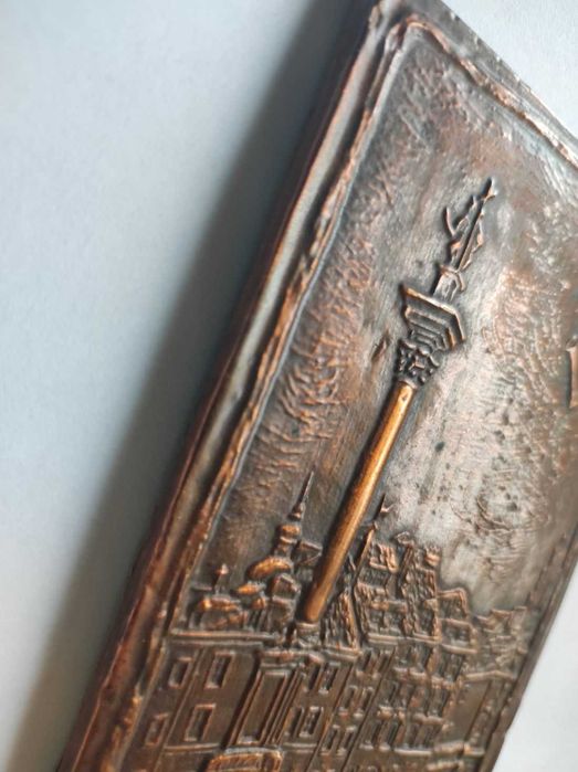 zabytek płaskorzeźba miedź mosiądz kolekcjonerska kolumna zygmunta