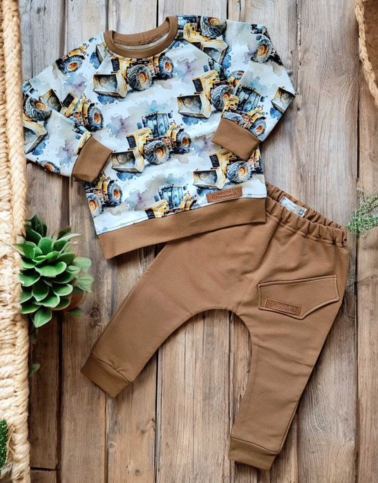 DRES komplet dla chłopca bluza spodnie baggy KOPARKI HANDMADE