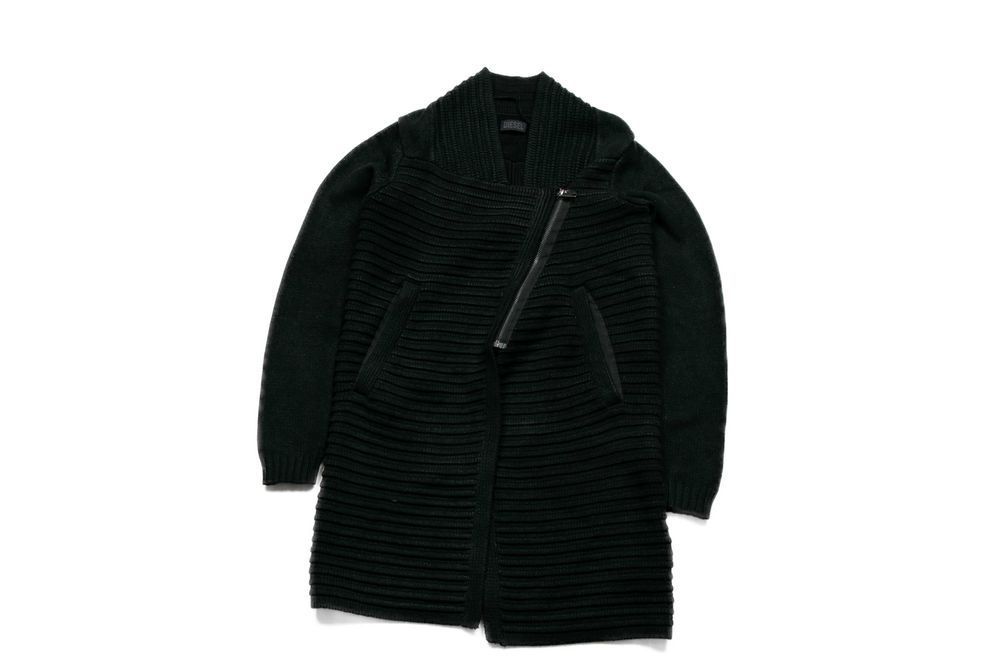 DIESEL Kardigan Asymetryczny Sweter Zip Black Techwear Goth XS męski