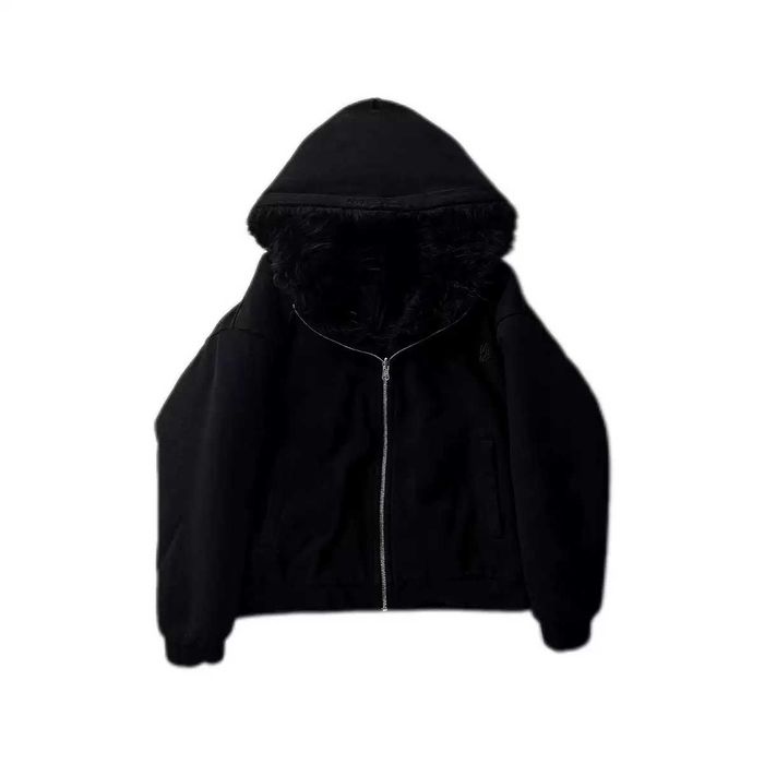 Утепленная оверсайз зип-худи с мехом в капюшоне / Куртка-толстовка Yeezy Gap