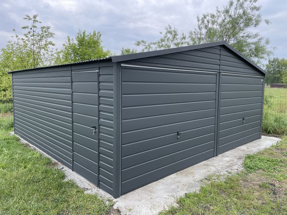 Garaż blaszany 6x5, antracyt, grafit, PRODUCENT