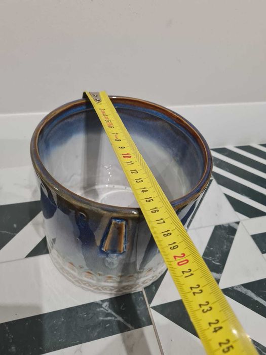 60% TANIEJ * OSŁONKA ceramiczna 15 x 14cm * twarz aztec głowa doniczka