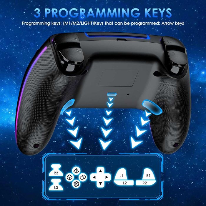 JORREP SZ-5005B Bezprzewodowy Gamepad PS5/PC z RGB, Dual-Vibration
