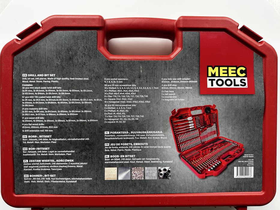 Набір свердел та біт Meec Tools 246 предметів у кейсі Швеція оригінал