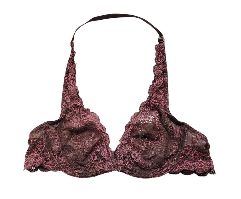 Brązowy koronkowy stanik biustonosz 70B H&M bielizna damska koronkowa