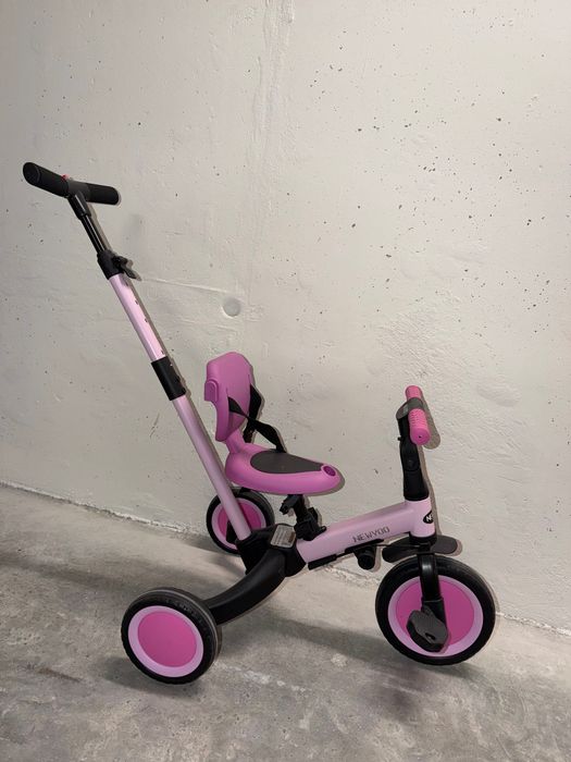 Triciclo NEWYOO Roxo/Rosa com Barra de Empurrar dos Pais + Cinto - 3 em 1
