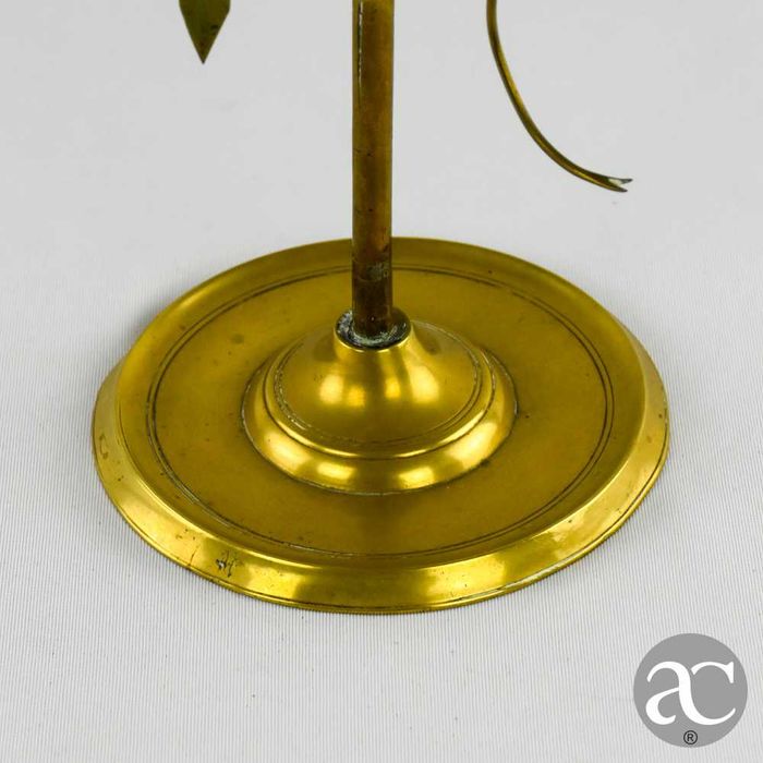 Candeia / Lamparina de azeite em metal amarelo, fabrico português, finais do séc. XIX