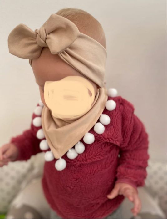 Opaska jasny beż beżowa pin up wiązana wiosna