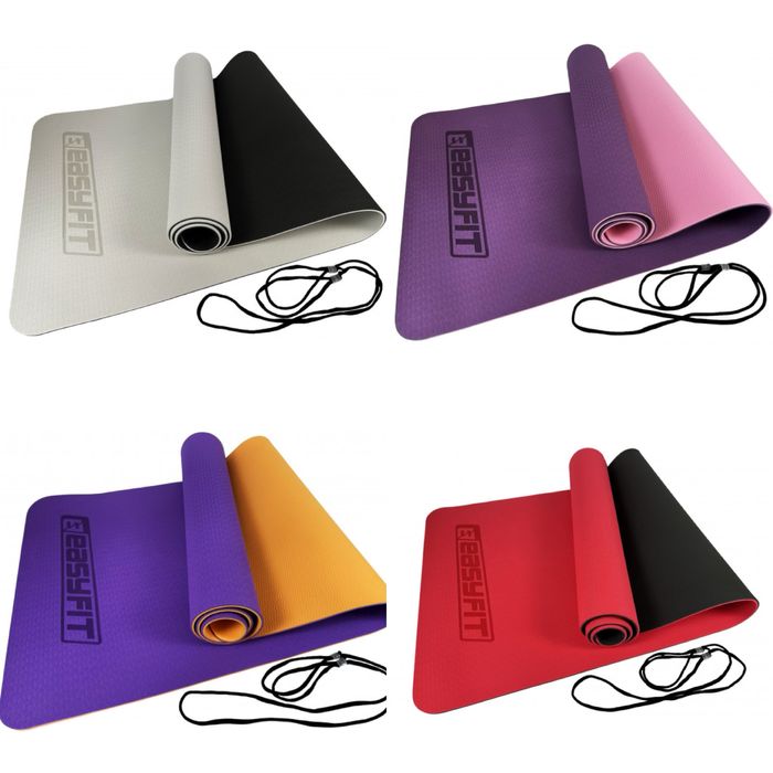 Килимок для йоги та фітнесу EasyFit TPE двошаровий 183*61 см, 6мм