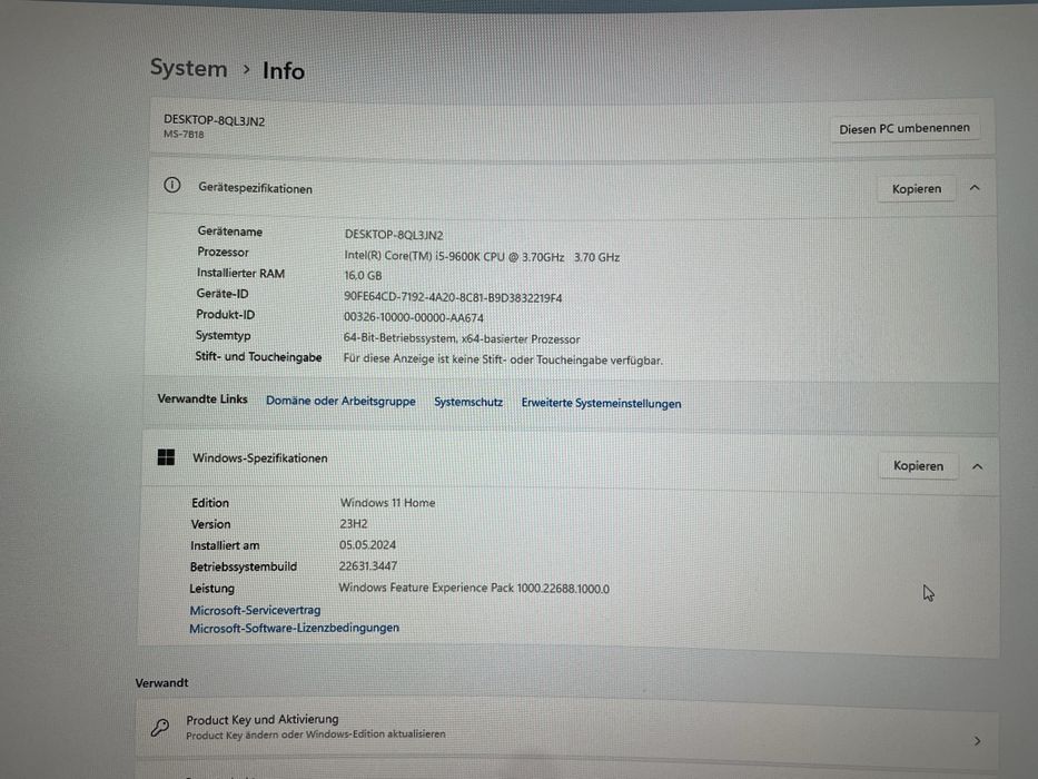 Игровой ПК. i5-9600k; 16GB DDR4; RTX-2060; SSD 512gb