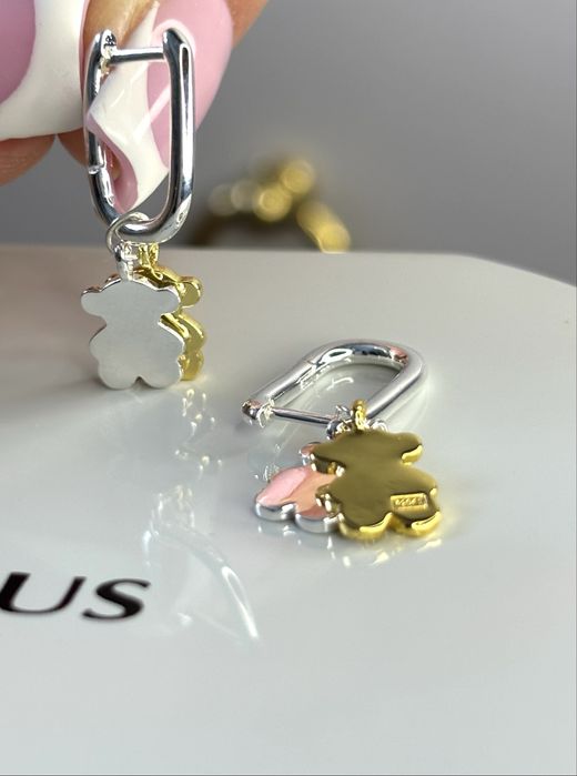 TOUS kolczyki Sweet Dolls dwukolorowe srebro 925