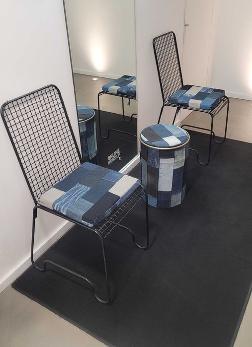 Set of 2 Chairs and a Pouf