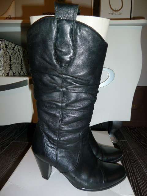 czarne kozaki Lizard r.35 skóra naturalna