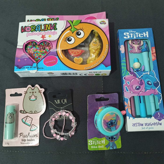 Stitch dzwonek rowerowy, długopisy i inne dla dziewczynki