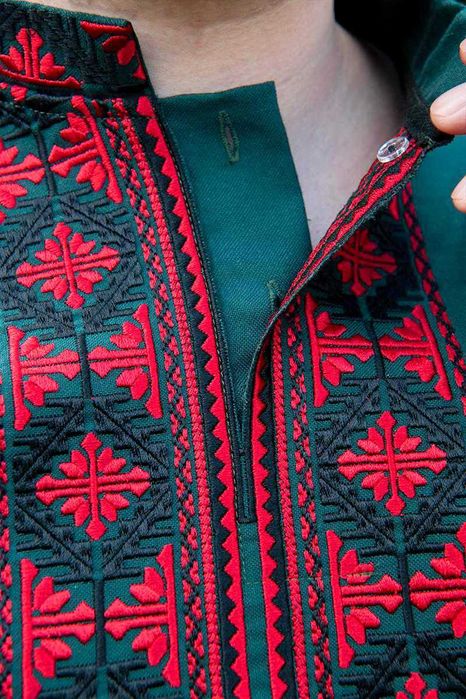 Чоловіча вишиванка льон українська традиційна сорочка з довгим рукавом