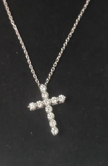 Хрестик Tiffany & co. Біле золото, натуральними діаманти