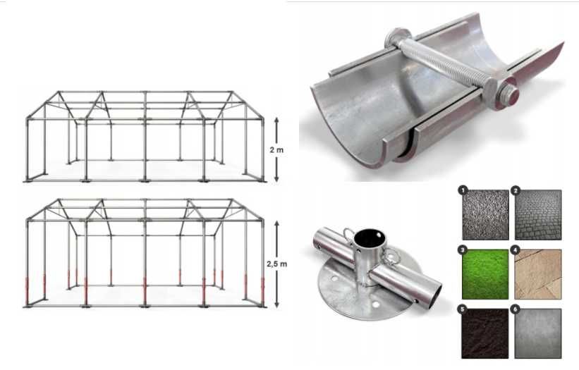 8x12x2m Namiot Handlowy STANDARD Szary Wyprzedaż outlet magazyn Tanio