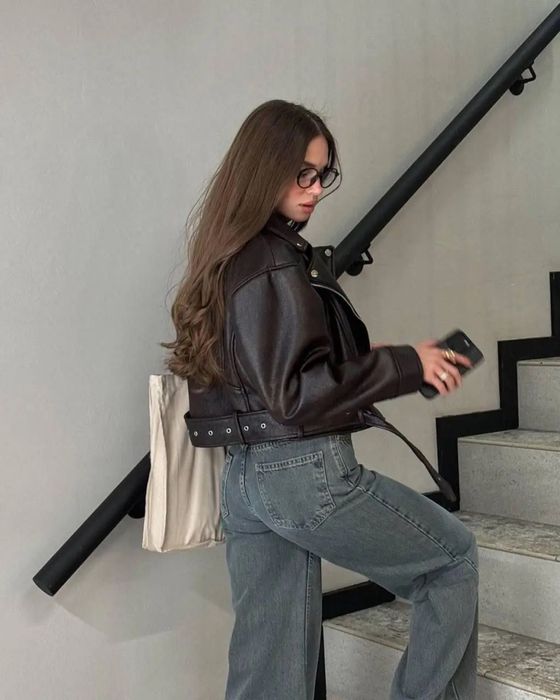 Коричнева косуха Zara, розмір XS/S