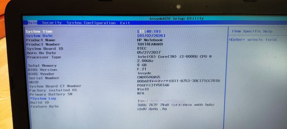 Laptop HP 15-ay536mw