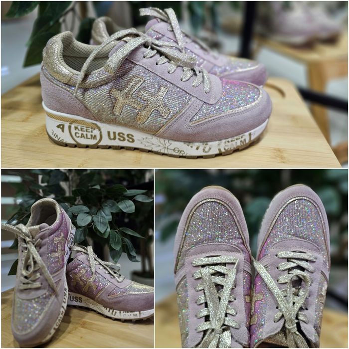 Cudowne sneakersy Venzia skóra naturalna hologramowe 39