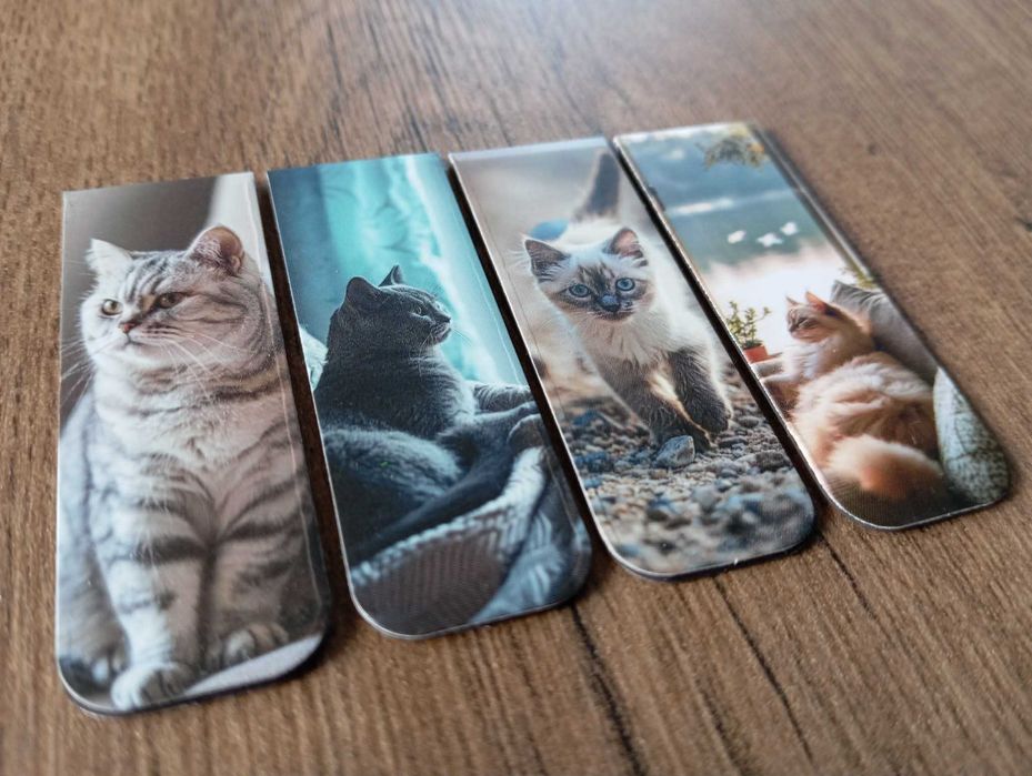 4 zakładki magnetyczne do książek. Koty