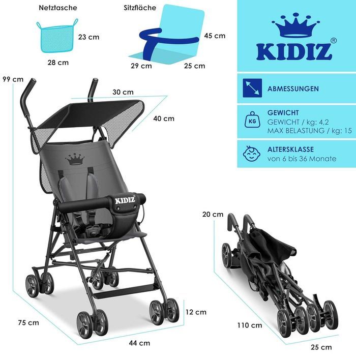 Wózek dziecięcy City Buggy/sportowy/ spacerówka/KIDIZ /koła 360 !4470!
