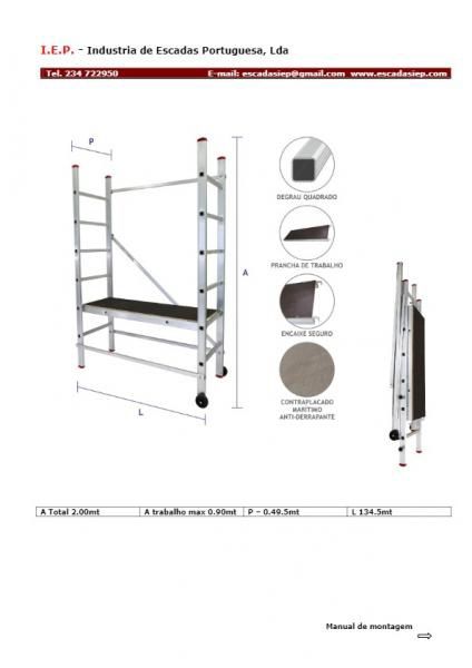 Andaime Alumínio 2m (6+6 Degraus) Plataforma Segura Novo - Fábrica