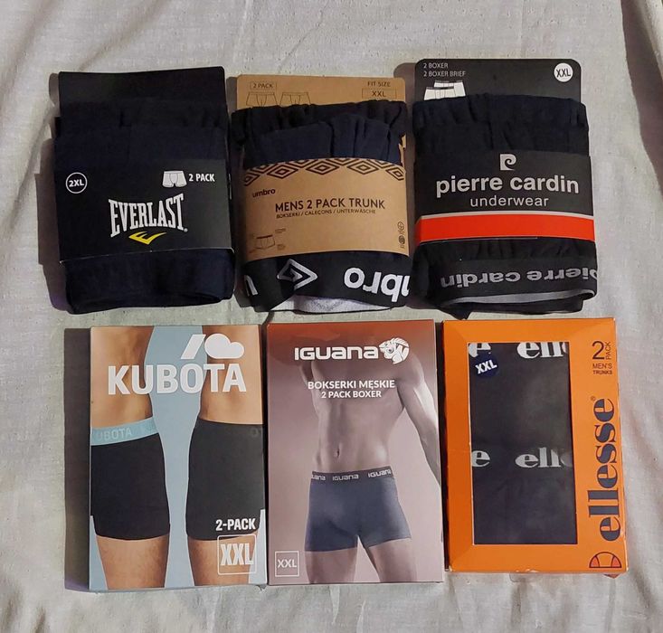 Mega zestaw mix markowe bokserki męskie XXL ciemne (12 sztuk)