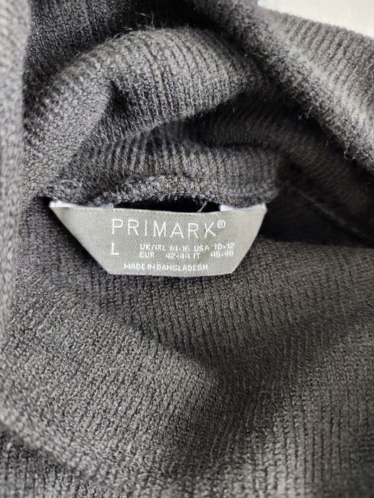 Primark długi sweter sukienka z golfem brązowa prążkowana nowa 42-44