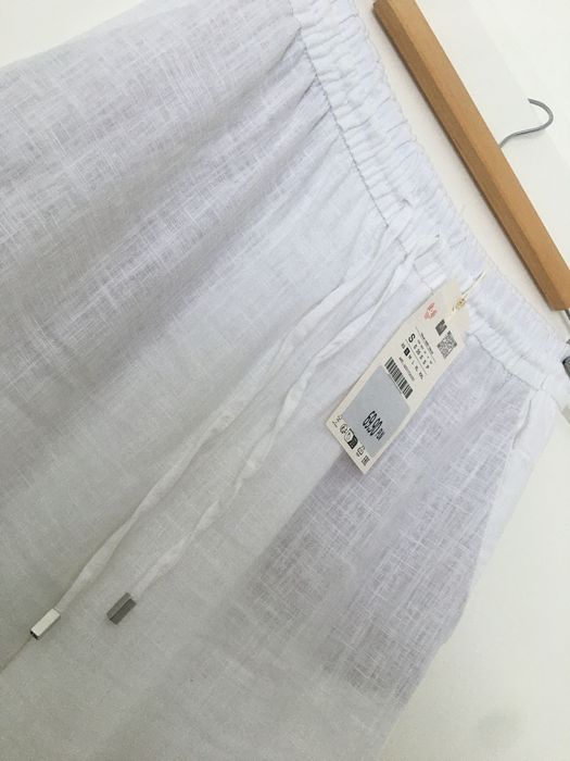 Zara spodnie lniane prosta nogawka S