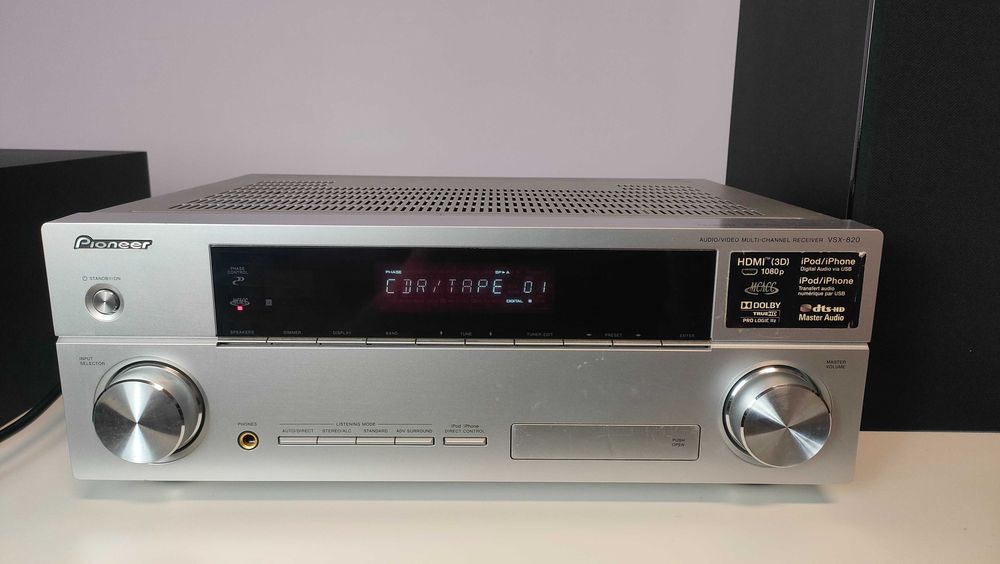 Amplituner Pioneer VSX-820 5.1 HDMI 3D DTS-HD Dolby TrueHD – Srebrny / Sprawny