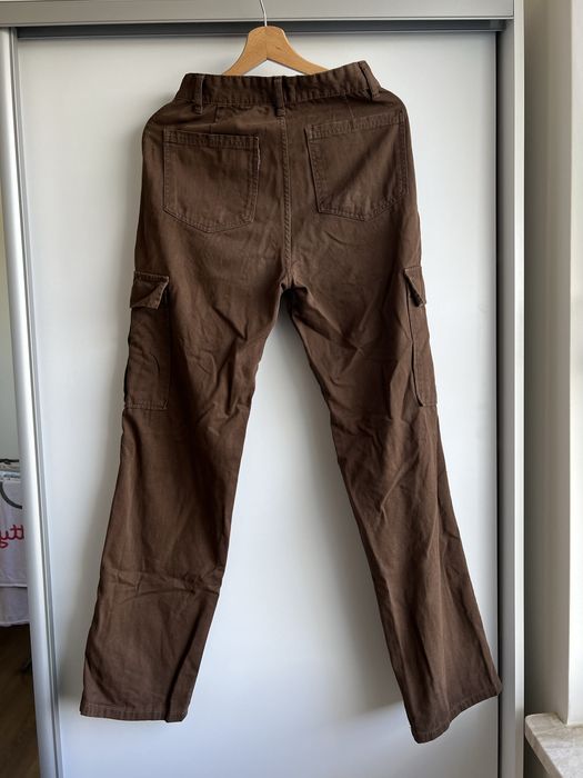 Spodnie jeansy cargo wide leg brązowe S