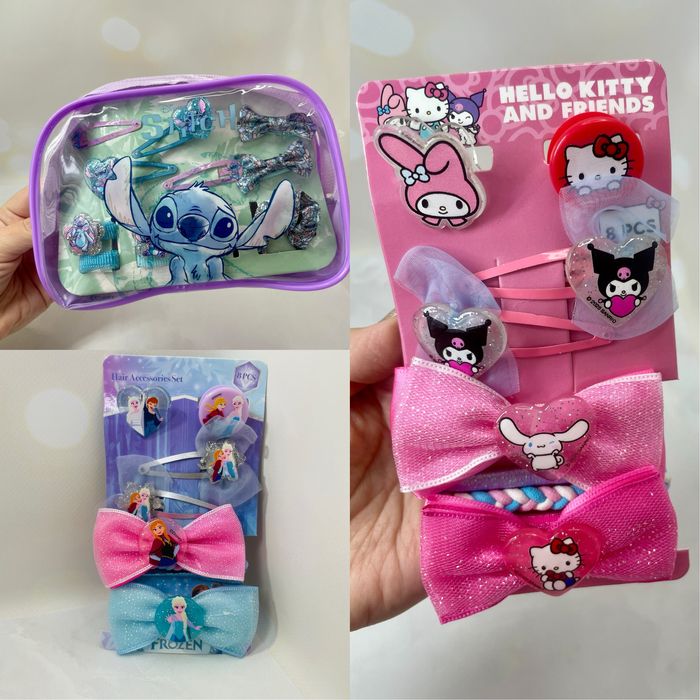 Набір заколок Frozen  Стіч Hello Kitty косметичка резинки для волосся