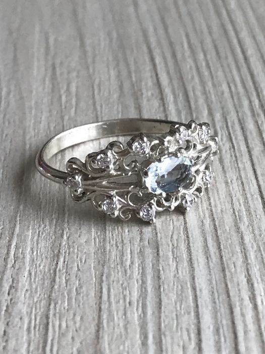 Кольцо аквамарин серебро