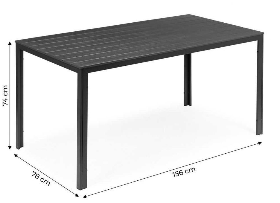 STÓŁ OGRODOWY 6-osobowy 156 x 78 cm na taras / balkon - SZARY