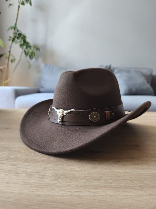 Kapelusz kowbojski brązowy country western kowboj damski męski nowy