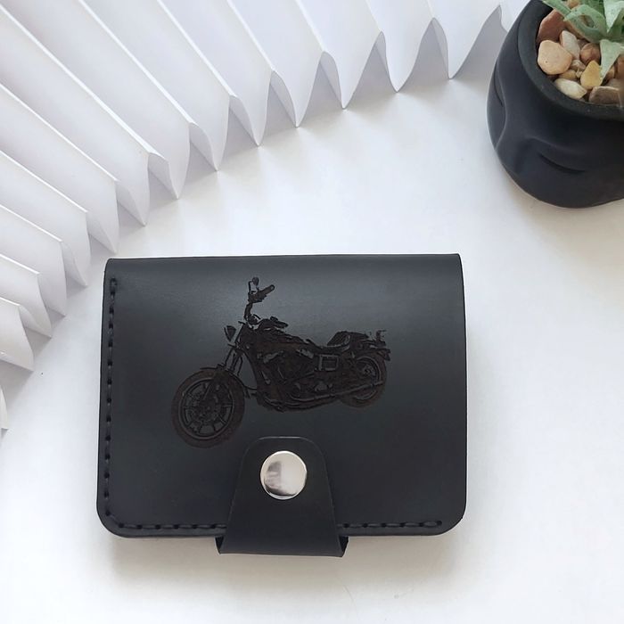 Гаманець унісекс з натуральної шкіри,  ручна робота.  Гравіювання. Под